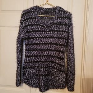 Black and White Eyelash Knit Sweater